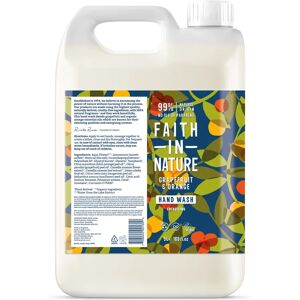 Faith In Nature Grapefruit & Orange Hand Wash 5L Refill - Natural Vegan Organic Liquid Hand Soap - Bulk Buy