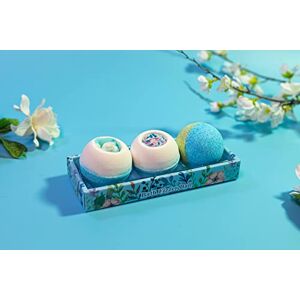 HomeZone Marco Paul Colourful 3PC Luxury Scented Bath Bombs & Soap Gift Box - Blue Bath Fizzer Beautiful Scented Shower Bombs Essential Oil Soap Spa Organic Vegan for Ladies Women at Home (Soft Summer Blues)