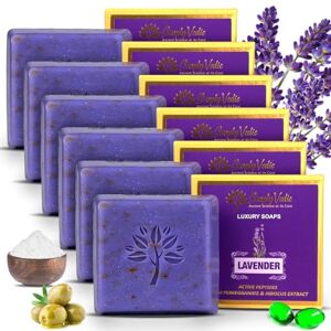 Simply Vedic Lavender Soap Bar Collection (4 oz. x 6 Soaps) for body, hand, and face. Natural Soaps made with Premium Essential oils. Body Soap Bars for Men and Women. Soap Set for Gifting.