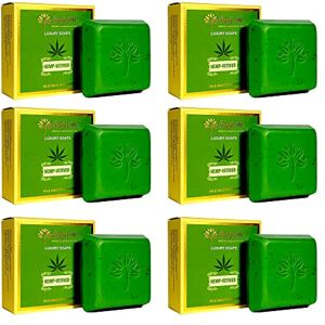 Simply Vedic Indian Hemp Vetiver Soap Bar Collection (4 oz. x 6 Soaps) for body, hand, and face. Natural Soaps made with Premium Essential oils. Body Soap Bars for Men and Women. Soap Set for Gifting.