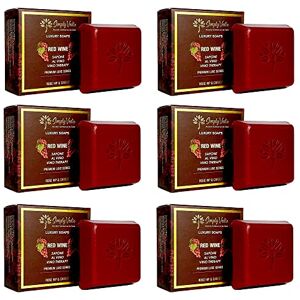 Simply Vedic Red Wine Soap Bar Collection (4 oz. x 6 Soaps) for body, hand, and face. Natural Soaps made with Premium Essential oils. Body Soap Bars for Men and Women. Soap Set for Gifting.