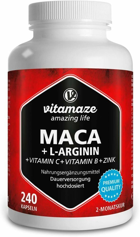 vitamaze Maca 4:1 Hochdosiert + L-Arginin 240 St Kapseln