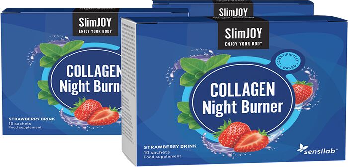 Sensilab 3x Night Burn Collagen - Nächtliche Fettverbrennung und Kollagen-Boost = weniger Fett und Falten. Hydrolysiertes Kollagen Typ I. 3x10 Beutel. Sensilab