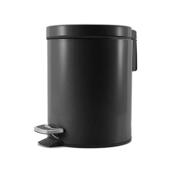 Soga Foot Pedal Stainless Steel Rubbish Trash Bin Round 12L Black