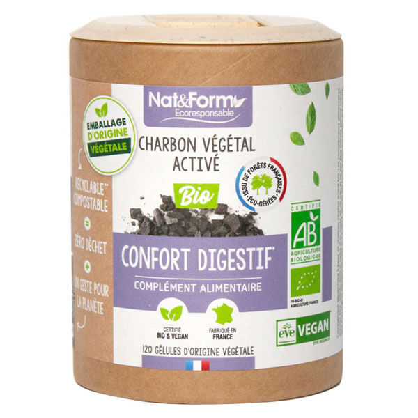 Nat & Form Écoresponsable Charbon Végétal Bio 120 gélules