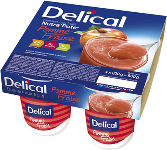 Delical Dessert aux Fruits Nutra'Pote Pomme Fraise 4 x 200g