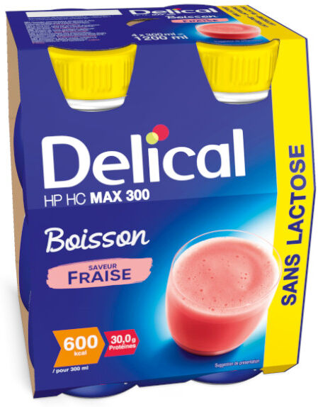 Delical Boisson HP HC Max 300 sans Lactose Fraise 4 x 300ml