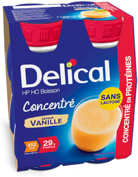 Delical Boisson HP HC Concentré en Protéines sans Lactose Vanille Lot de 4 x 200ml