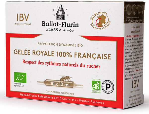 Ballot-Flurin Santé Préparation Dynamisée Gelée Royale 100% Française Bio 10 ampoules