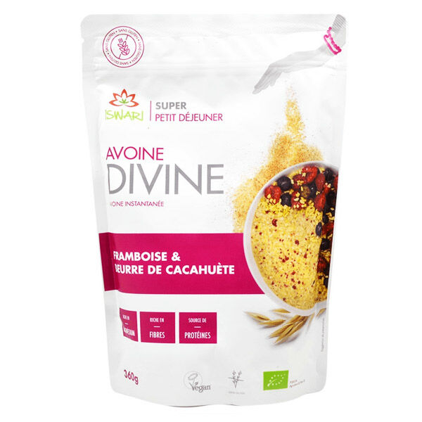 Iswari Avoine Divine Framboise et Beurre de Cacahuète Bio 360g