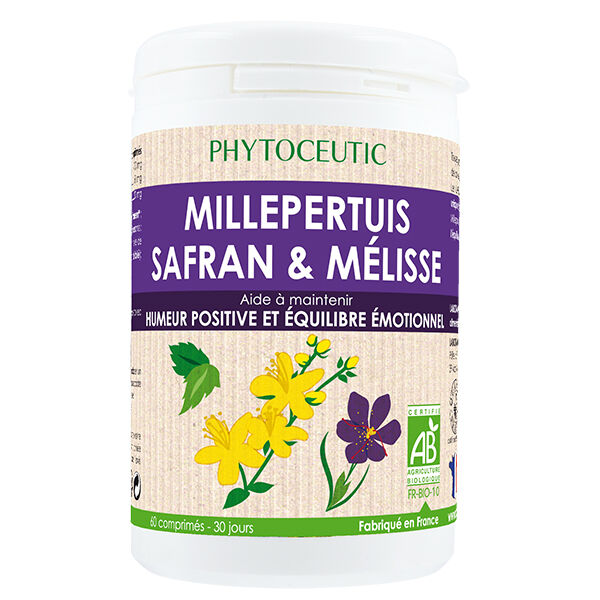 Phytoceutic Millepertuis Safran Mélisse Bio 60 comprimés