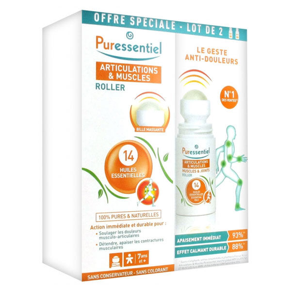 Puressentiel Articulations et Muscles Roller aux 14 Huiles Essentielles Lot de 2 x 75ml