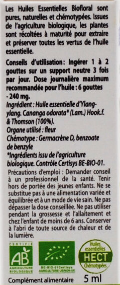 Biofloral Huile Essentielle Ylang-Ylang Totum Bio 5ml