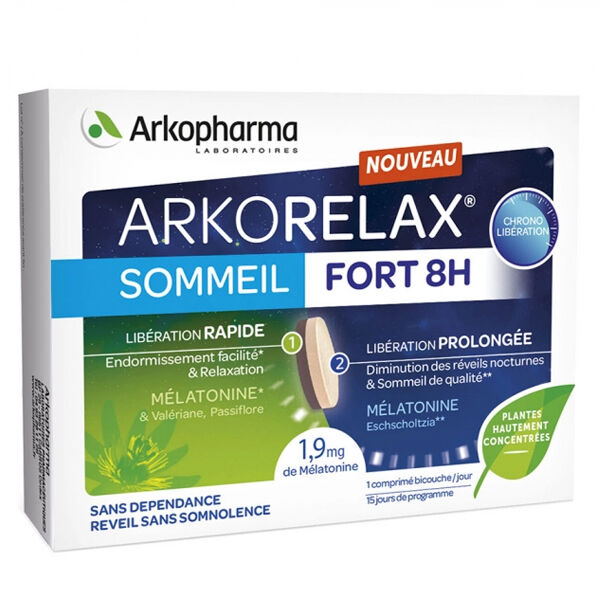 Arkopharma Arkorelax Sommeil Fort 8H 15 comprimés