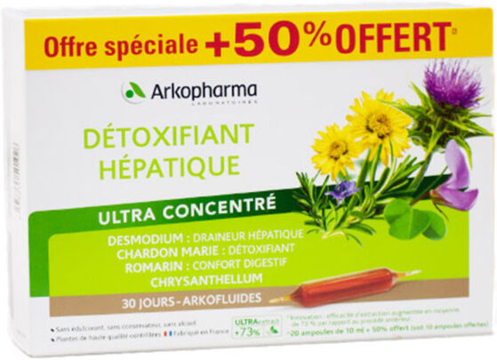 Arkopharma Arkofluides Détoxifiant Hépatique 20 ampoules + 10 Offertes