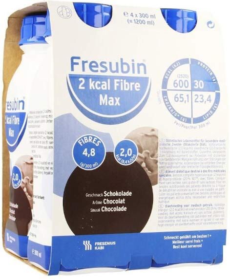 Fresenius Fresubin Max 2 Kcal Fibre Drink Chocolat Aliment Liquide 4 x 300ml