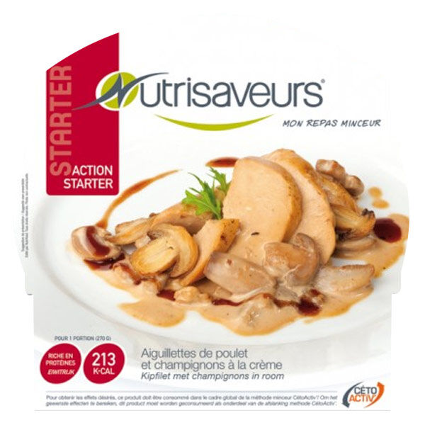 Nutrisaveurs Minceur Starter Plat Cuisiné Aiguillettes de Poulet et Champignons à la Crème 270g