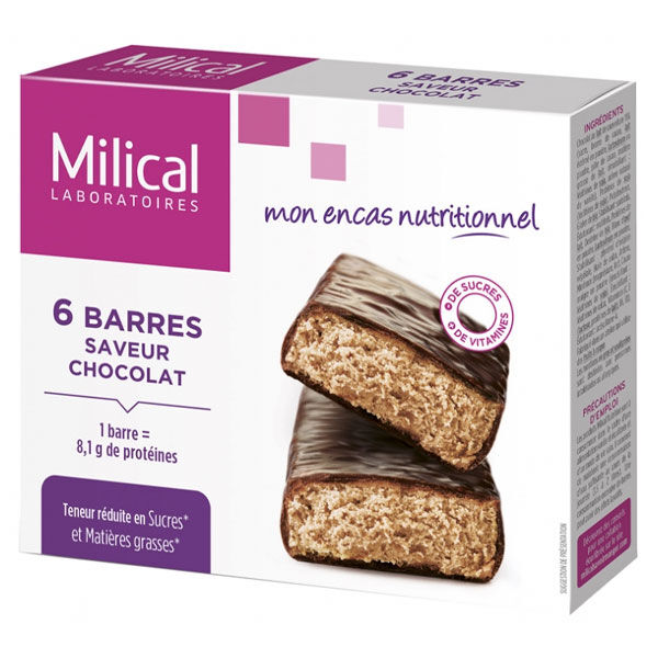 Milical Barres Minceur Hyperprotéinées Chocolat 6 Unités