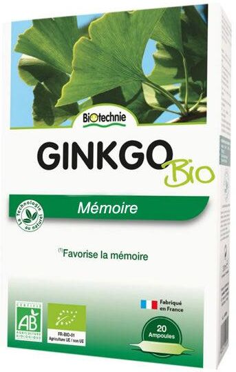 Biotechnie Ginkgo Biloba Bio Mémoire 20 ampoules