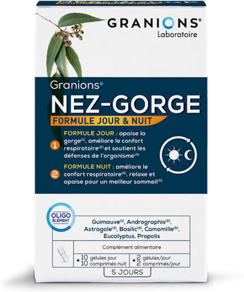 Laboratoire des Granions Granions Nez-Gorge Jour et Nuit 10 gélules + 10 comprimés