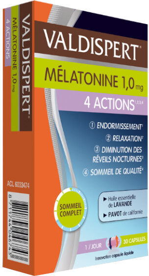 Valdispert Melatonine 1mg 4 Actions 30 capsules