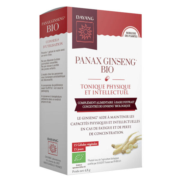 Dayang Panax Ginseng Bio Tonique Physique et Intellectuel 15 gélules