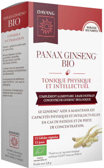 Dayang Panax Ginseng Bio Tonique Physique et Intellectuel 15 gélules