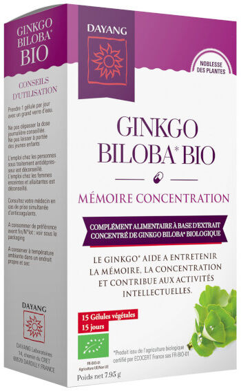 Dayang Ginkgo Biloba Bio 15 gélules