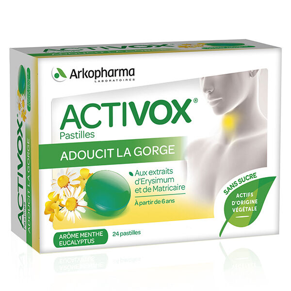 Arkopharma Activox Adoucit la Gorge Arôme Menthe Eucalyptus 24 pastilles