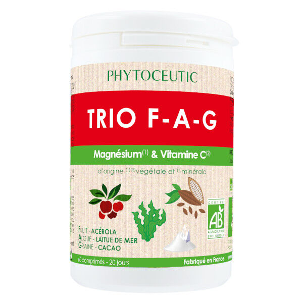 Phytoceutic Trio F-A-G Magnésium et Vitamine C 60 comprimés