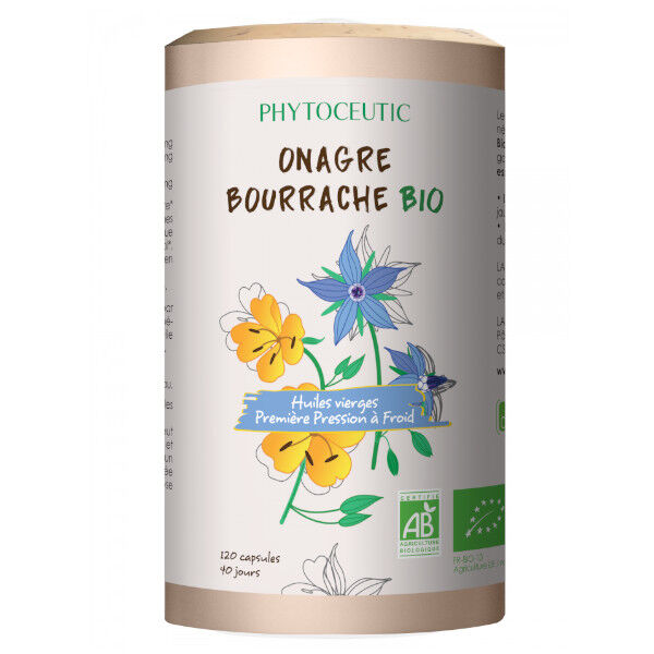 Phytoceutic Huile d'Onagre et Bourrache Bio 120 capsules