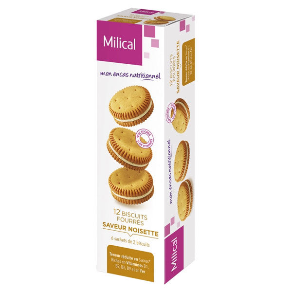 Milical Biscuits Fourrés Saveur Noisette 12 unités