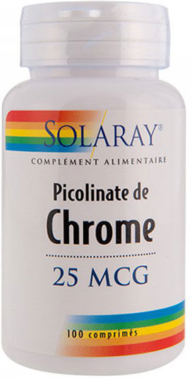 Solaray Picolinate de Chrome 25mcg 100 comprimés