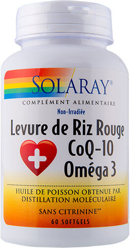 Solaray Levure de Riz Rouge + Co Q10 + Oméga 3 60 gélules