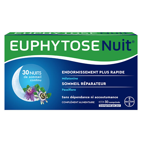 Euphytose Nuit Mélatonine et Passiflore 30 comprimés