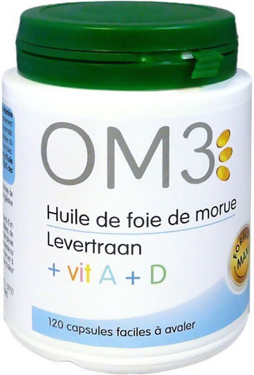 OM3 Huile de Foie de Morue + Vitamines A + D 120 capsules