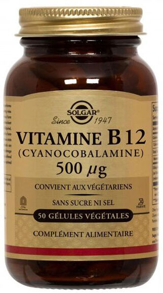 Solgar Vitamine B12 cyano -Cobalamine- 500 microg 50 gélules végétales