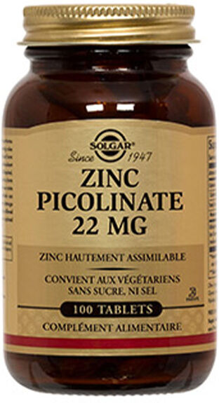 Solgar Zinc Picolinate 22mg 100 comprimés