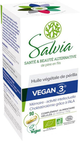 Salvia Vegan 3 Huile Végétale de Périlla 90 gélules