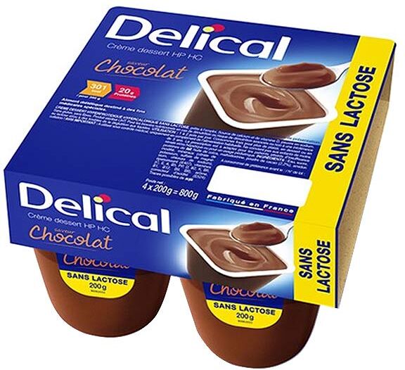 Delical Crème Dessert HP HC sans Lactose Chocolat 4 x 200g