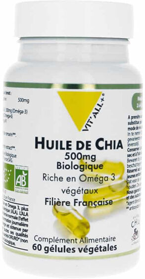 Vit'all+ Huile de Chia Bio 500mg 60 gélules