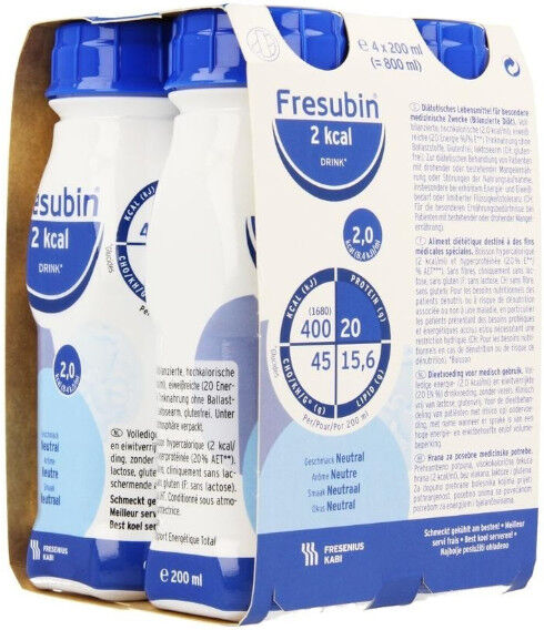 Fresenius Fresubin 2 Kcal Fibre Drink Neutre Aliment Liquide 4 x 200ml