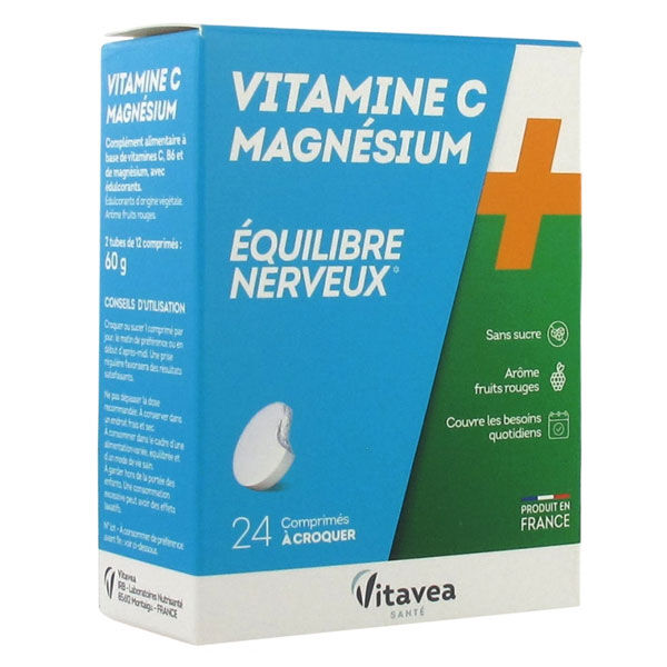 Nutrisanté Vitamine C + Magnésium 24 comprimés à croquer