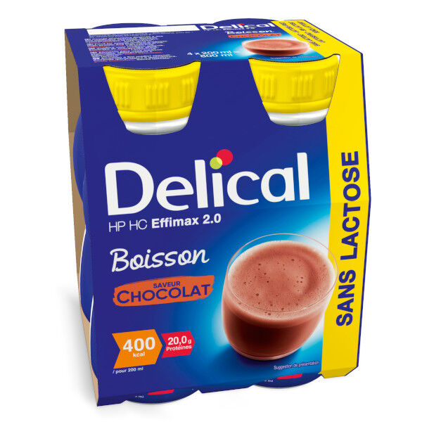 Delical Boisson HP HC Effimax 2.0 sans Lactose Chocolat 4 x 200ml