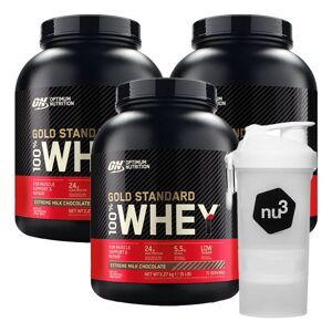 Optimum Nutrition 100% Whey Gold Standard Extreme Milk Chocolate + nu3 Smart Shake 3 ct