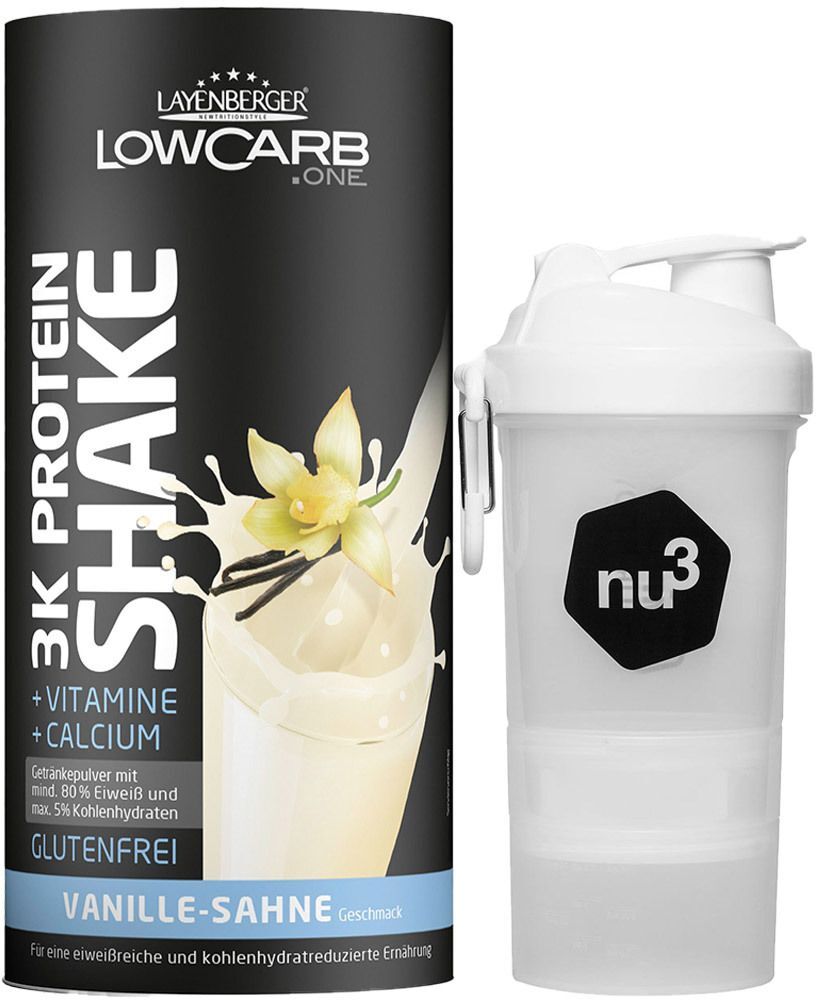 Diverse Layenberger® LowCarb.one 3K Protein-Shake Vanille + nu3 SmartShake Shaker