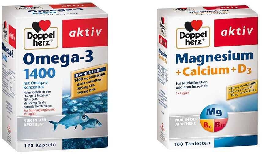 Queisser Pharma GmbH & Co. KG Doppelherz® Omega-3 1400 + Magnesium + Calcium + D3 Tabletten