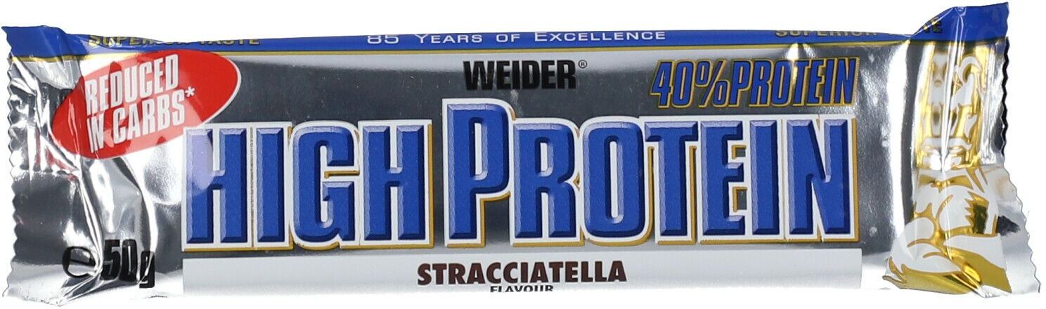 Weider 40 % High Protein Low Carb, Stracciatella, Riegel