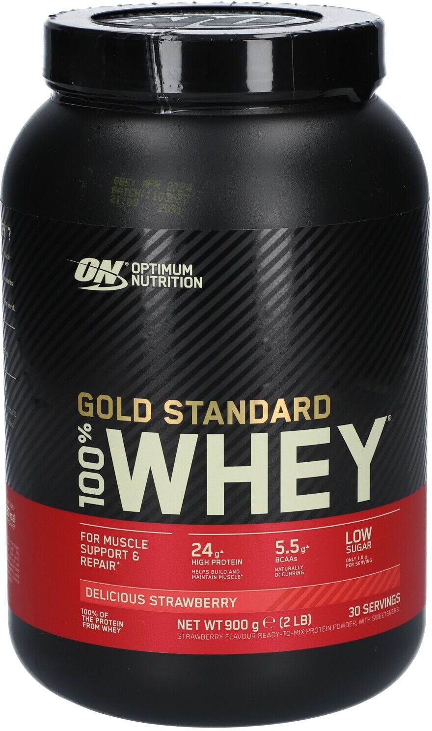 Optimum Nutrition 100 % Whey Gold Standard, Delicious Strawberry, Pulver