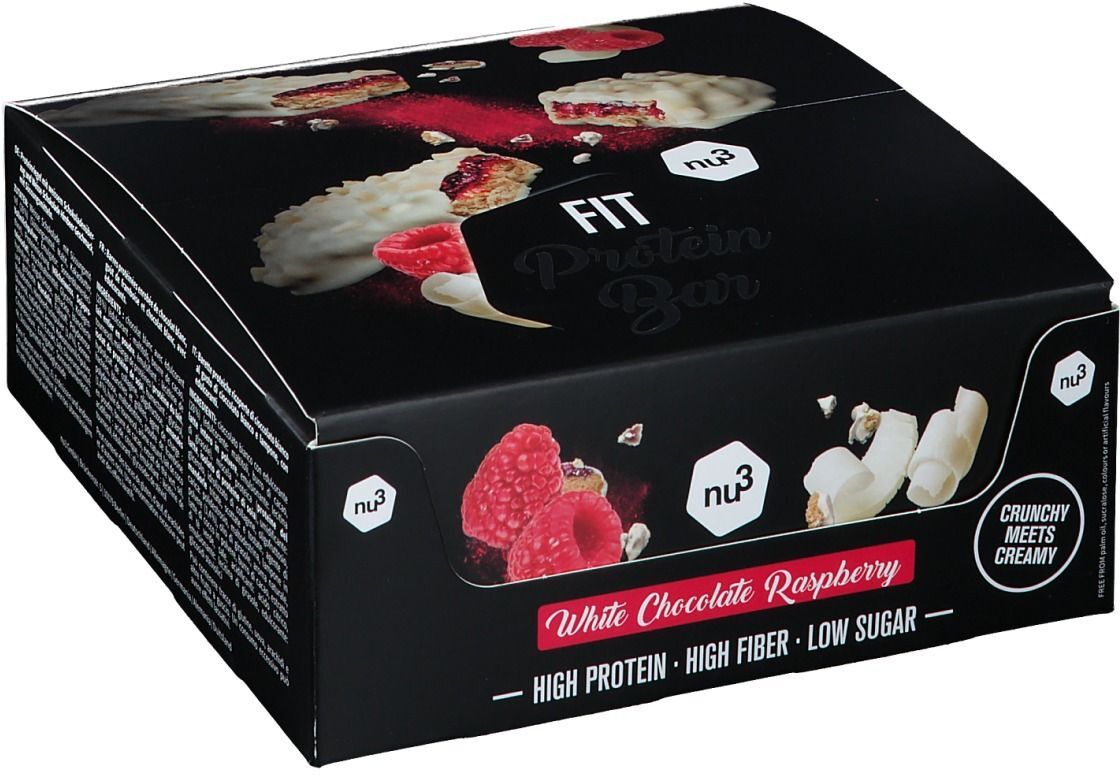 nu3 GmbH nu3 Fit Protein Bar, White Chocolate Raspberry